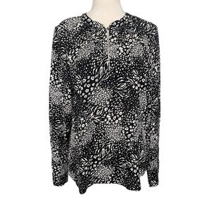 Joie Women Size L Top Floral Artsy Feminine Dark Romantic Flowy Airy Black White